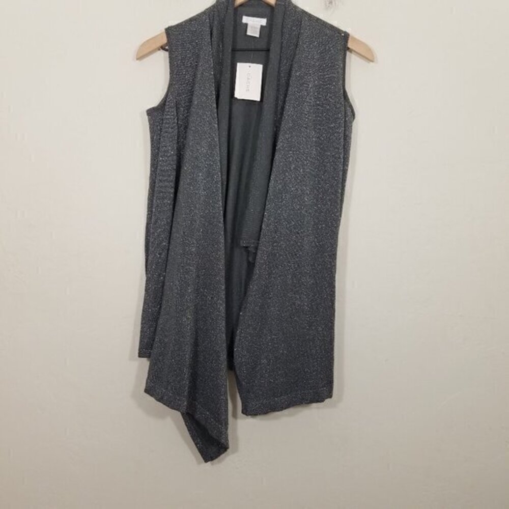 NWT Cache Asymmetrical Front Open Front Waterfall Cold Shoulder Cardigan Size S‎